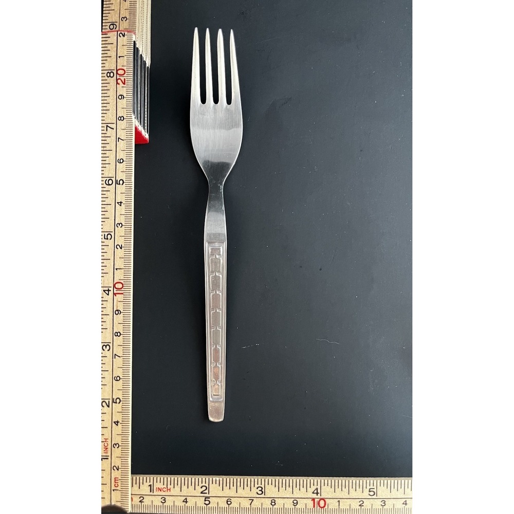 Vintage Gerlach Poland Paski Block Geometric Dinner Fork Stainless Steel 18-9 PR